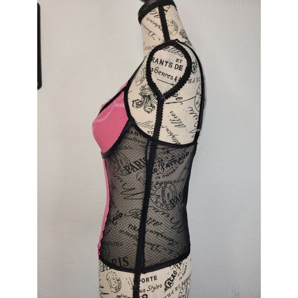 Rampage Lace Overlaid Corset Top SZ 34C Goth Ravewear Sheer Romantic Fairy Y2K - Picture 6 of 9